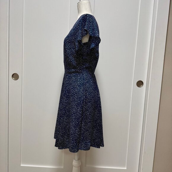 Banana Republic Navy Polkadot Flutter Sleeve Dress Fit and Flare Size 4 - Picture 2 of 6